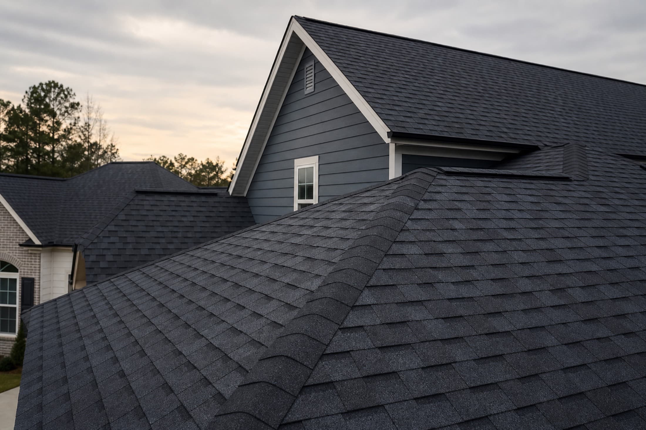 Finished asphalt shingle roof